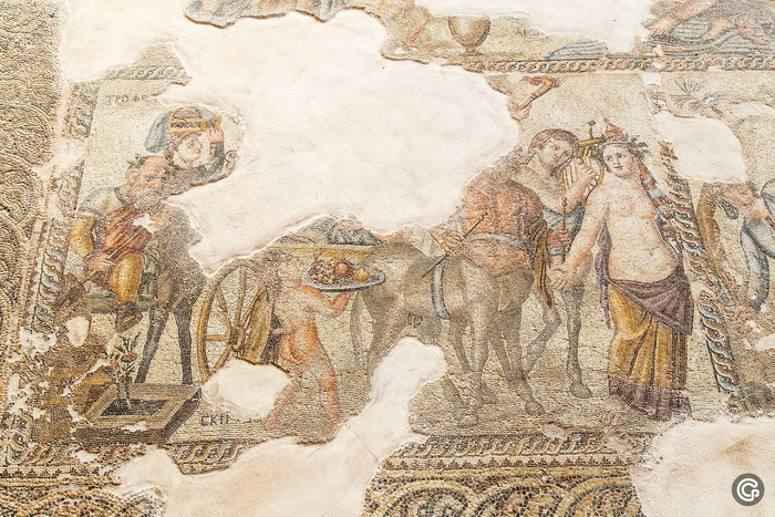 Мозаика в храме Афродиты представляет иллюстрации к эротической древнегреческой мифологии