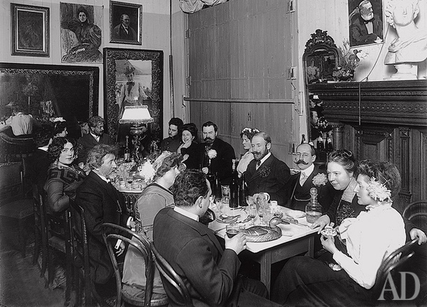 1909 год: гости Репина за вегетарианским ужином. / Фото: www.livejournal.com