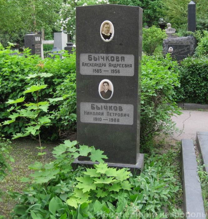 Памятник на могиле Александры Бычковой. / Фото: www.novodevichiynecropol.narod.ru