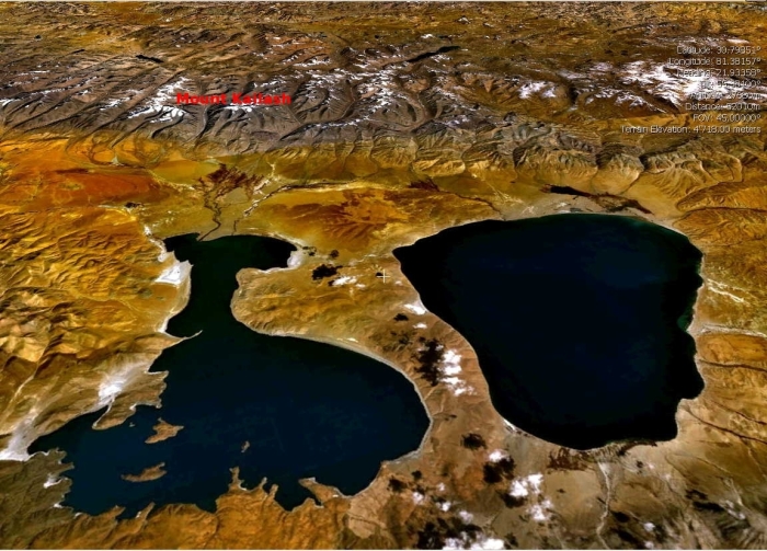Озера Манасаровар и Ракшас со спутника. / Фото: www.365drw.com