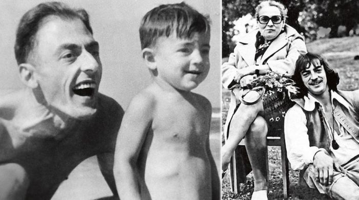 Михаил Боярский в детстве с отцом и во время съемок в кино с мамой.