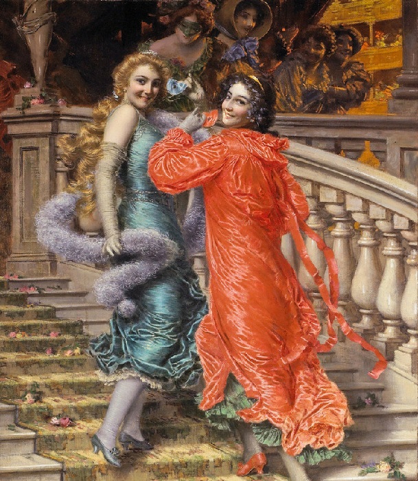 На лестнице. (1907 год).Галерея Академии, Венеция, Италия. Художник: Беллей Гаэтано.