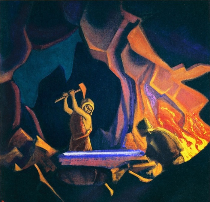 Н.К. Рерих. «Ковка меча». (1941).