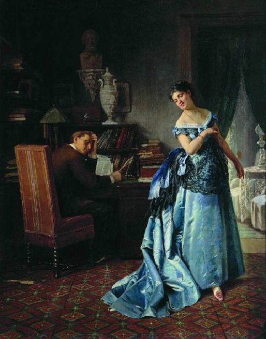 «Жена-модница». (Сборы на бал). (1872). Автор: Фирс Журавлев.