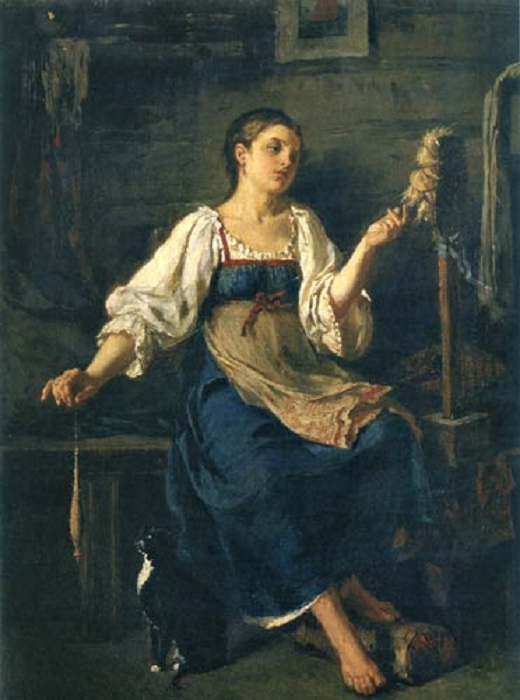 «Пряха». (1884). Автор: Фирс Журавлев.