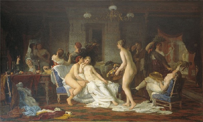   «Девичник в бане». (1885 г.). Автор: Фирс Журавлев.