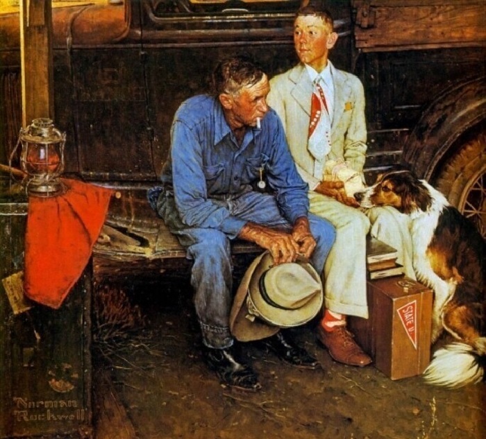«Разрывая семейные узы». (1954). Художник: Норман Роквелл. Продано Sotheby's,<br>Нью -Йорк, 2006 год. 15,4 млн дол. 