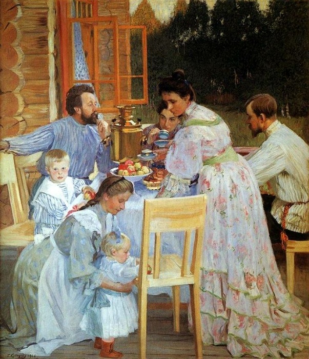   «На террасе». (1906). Автор: Борис Кустодиев. Нижегородский художественный музей