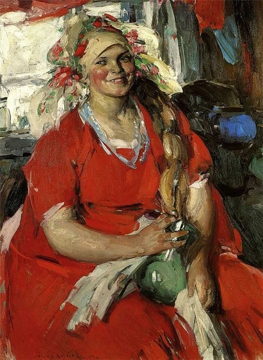  Женщина в красном. (1919). Автор: Архипов Абрам Ефимович.