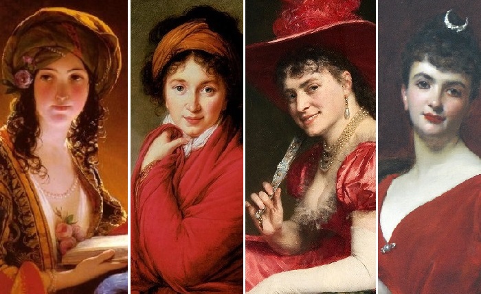 Женщины в красном на картинах художников разных эпох