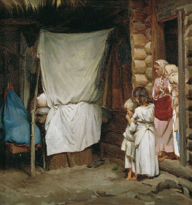 “Новый член семьи”. (1880). Автор: К.В.Лемох.