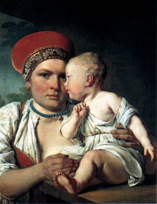 “Кормилица с ребенком”.(1830). Алексей Венецианов. 