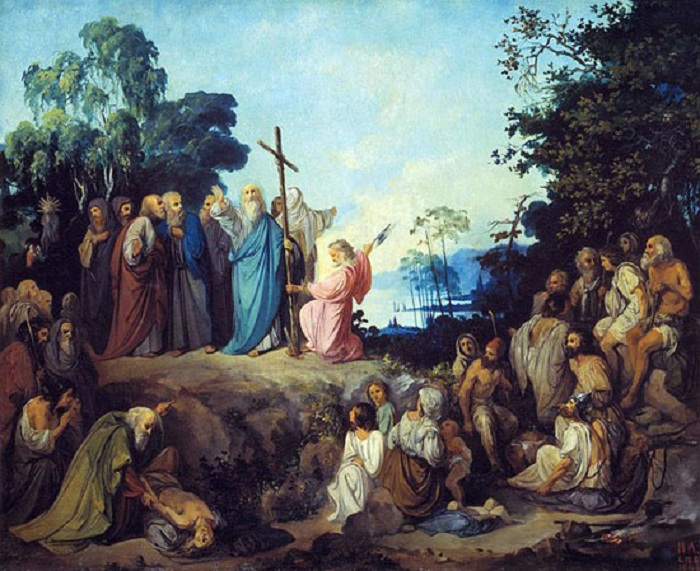 Апостол Андрей Первозванный водружает крест на горах Киевских. Автор: Николай Ломтев.