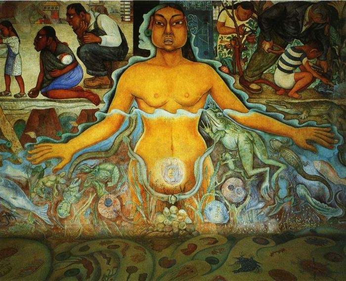 Образ, символизирующий азиатскую расу. Вода. Источник жизни. 1951. Автор: Диего Ривера.