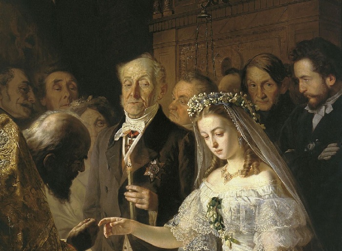 «Неравный брак». Фрагмент. Автор: В.В.Пукирев.