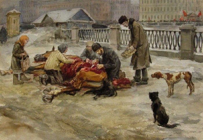 Голод в Петрограде.  Автор: Иван Владимиров.