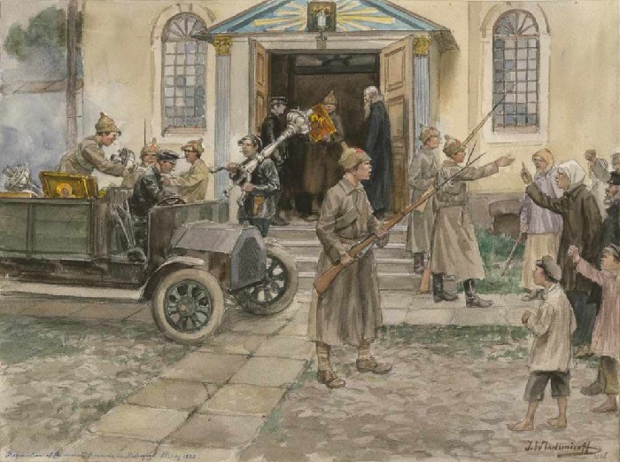 Реквизиция церковного имущества в Петрограде. (1922). Автор: Иван Владимиров.