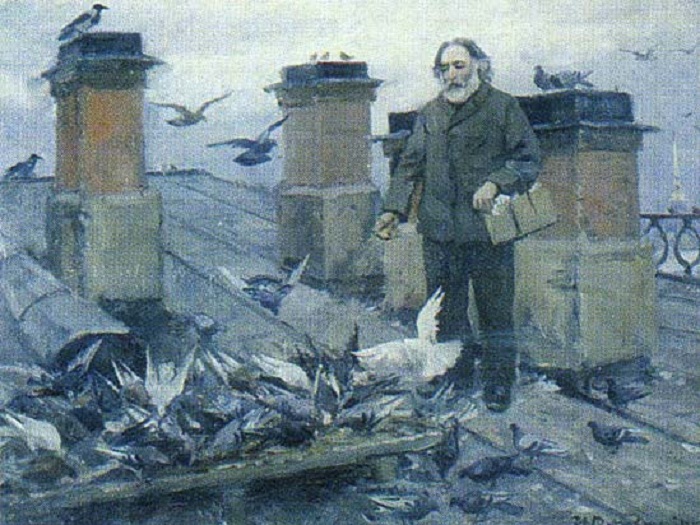Архип Куинджи на крыше своего дома.