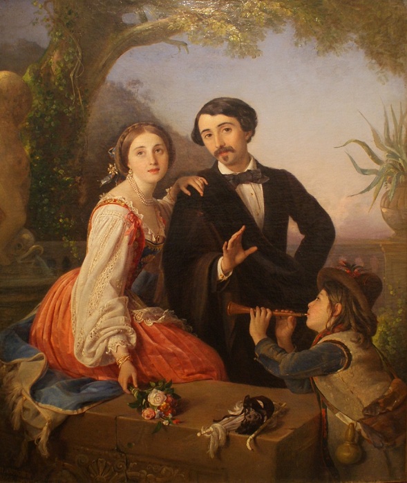 А.И.Лорис-Меликов с женой и итальянским мальчиком. Автор: П.Орлов.