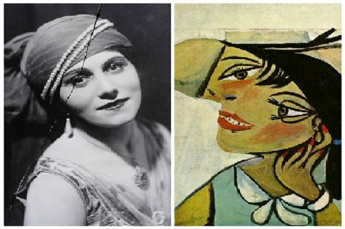 Ольга Хохлова./ Портрет женщины с горностаевым воротником (Ольга). (1923).