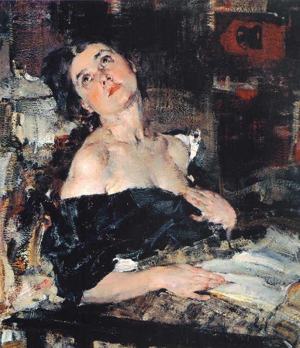 Дама в черном (Портрет А.Н.Фешиной). (1924). Автор: Николай Фешин.