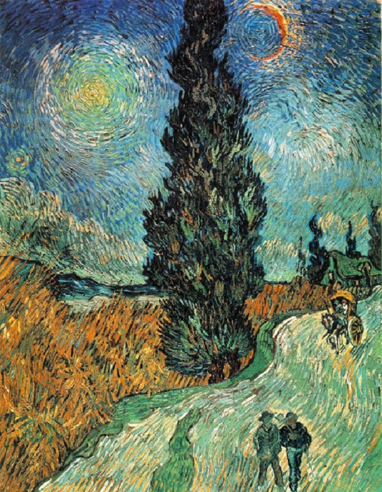 Пейзаж с кипарисом и звездой. Автор: Ван Гог.