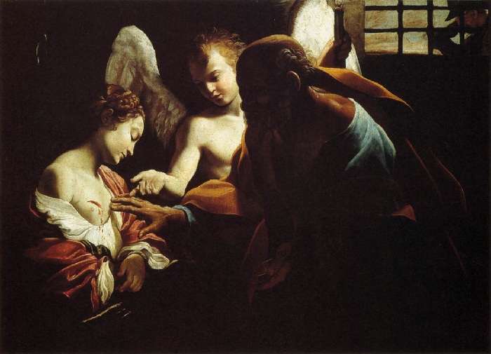 Святой Петр в темнице у Агафьи. (1613).  Джованни Ланфранко.