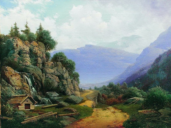 «Горный пейзаж» (1860-е). Автор: А.И. Мещерский. 