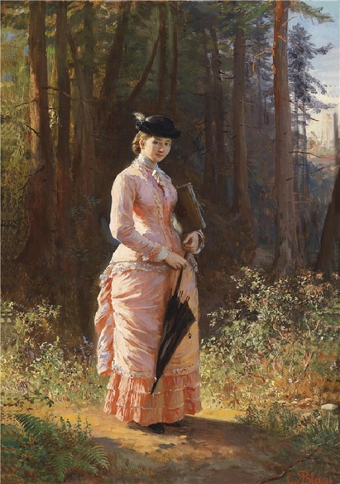 <br>Леди с зонтиком. (1894 год). Автор: Карл фон Блаас.  
