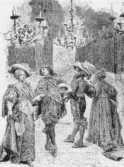 «На балу. Королева одевает 12 алмазных подвесок». (1894). Автор: Морис Лелуар.