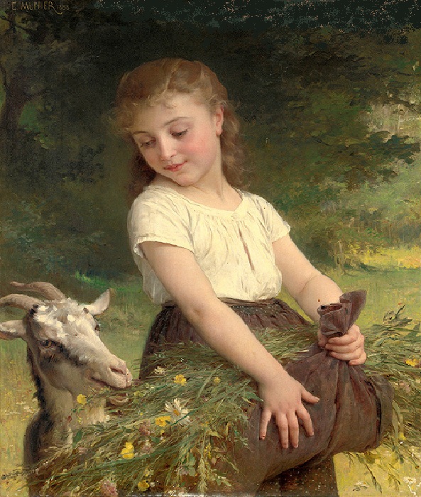 «Девочка с козой». Автор: Эмиль Мунье.