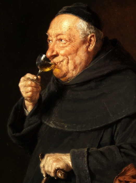  Старый монах с бокалом вина. Автор: Эдуард фон Грютцнер.