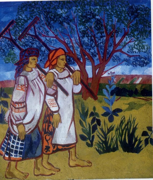 «Бабы с граблями» (1907). Автор: Наталья Гончарова.