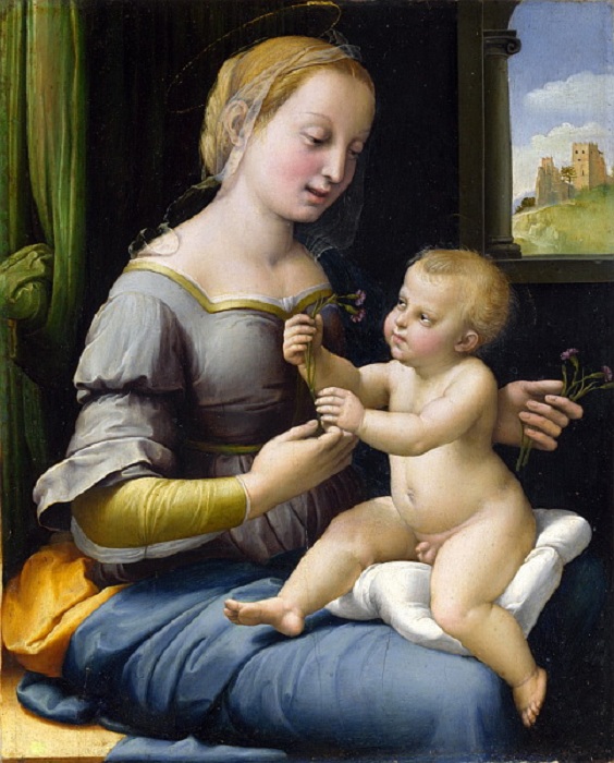 Мадонна с гвоздиками. (1507). Автор: Рафаэль Санти.