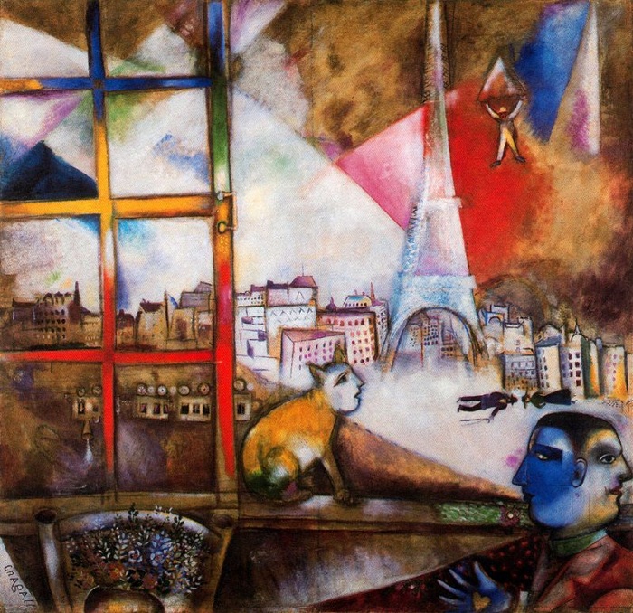 Париж через окно. Автор: Марк Захарович Шагал.