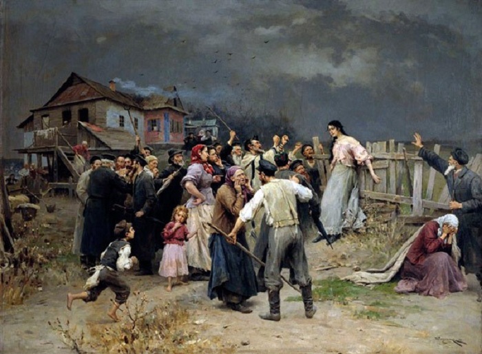 «Жертва фанатизма», (1898), холст, масло — Харьковский художественный музей. Автор: Николай Пимоненко.