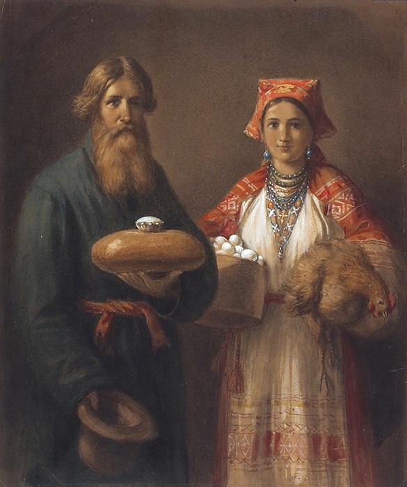  «Хлеб да соль». 1874. Автор: Бер Вильгельм Амандус.