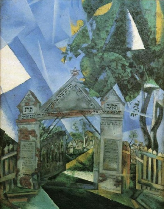 «Ворота кладбища». (1917 год). Автор: Марк Шагал.