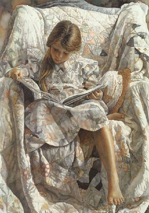 A girl reading a book