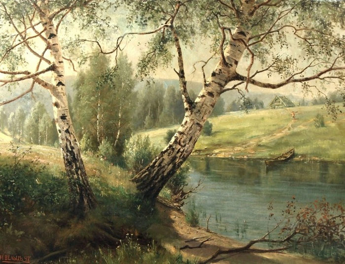 «Березы на берегу реки». (1897год). Автор: Иван Вельц.