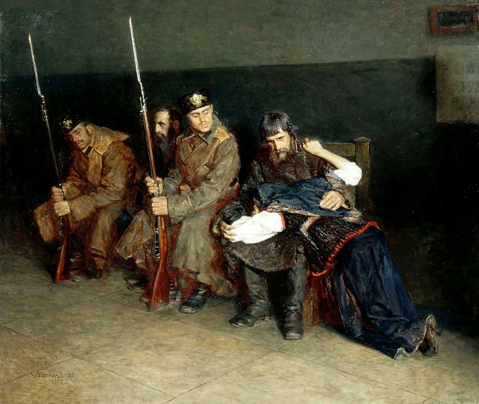 «В коридоре окружного суда».  (1897 год).  Автор: Касаткин Николай.