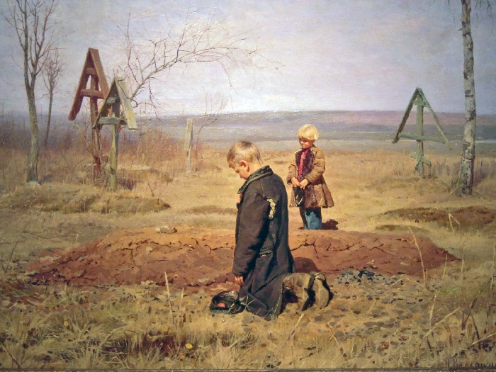 «Осиротели». (1891 год). Автор: Николай Касаткин.