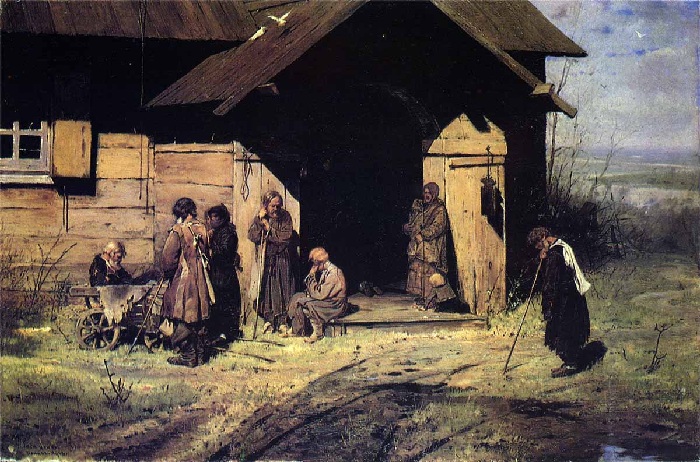 «Нищие на церковной паперти». (1883 год). Автор: Николай Касаткин.