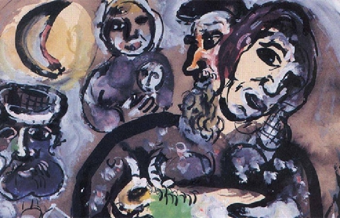 Фрагмент работы Марка Шагала «Пейзане», украденной 6 лет назад, и обнаруженной в Лос-Анджелесе.