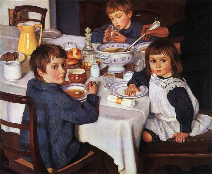  «За завтраком». (1914). Автор: Зинаида Серебрякова.