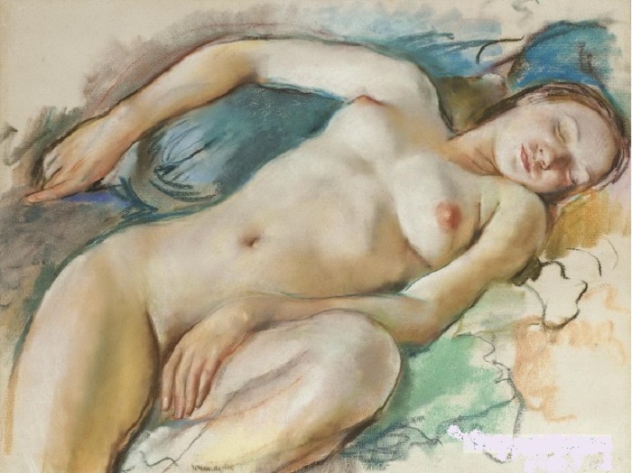 Спящая обнаженная. (1929). Автор: Зинаида Серебрякова.