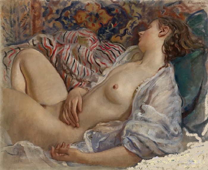 Лежащая обнаженная. (1934). Автор: Зинаида Серебрякова.