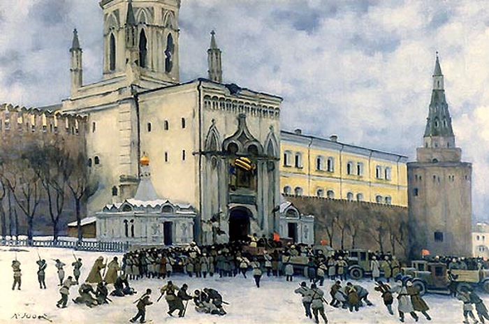 Штурм Кремля в 1917 году. Автор: Константин Юон.
