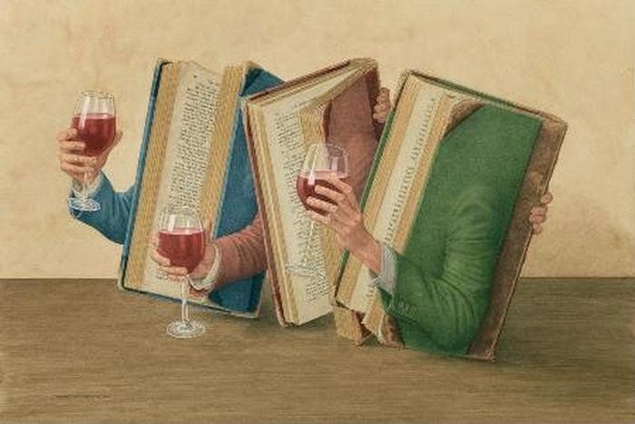 Веселая компания. Из серии иллюстраций «Жизнь книг». Автор: Джонатан Уолстенхолм.