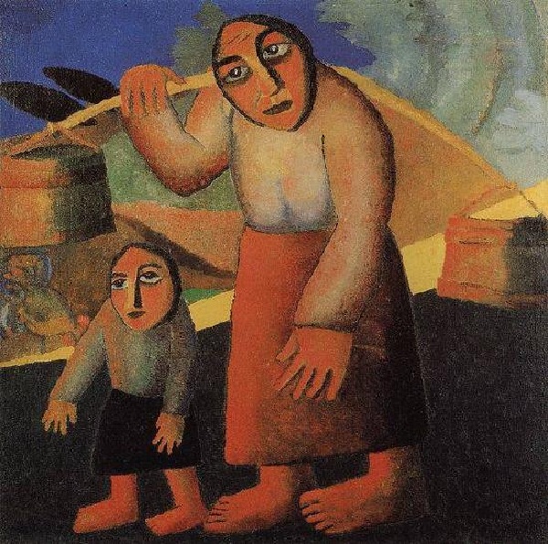 «Крестьянка с ведрами и ребенком».  Автор: Казимир Малевич.